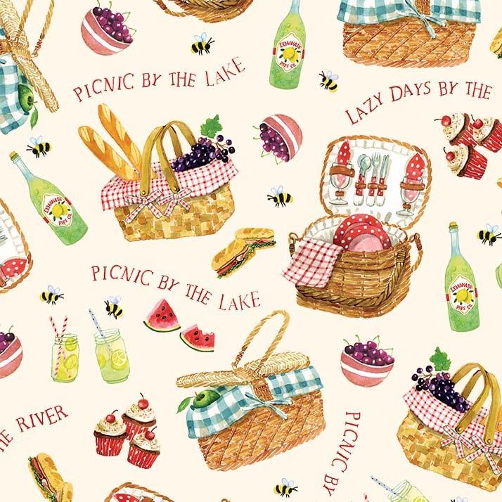 MM Picnic by the Lake - DDC9834-CREM-D - Cotton Fabric
