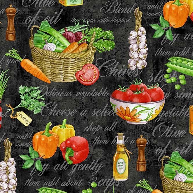 MM Taste of the Season - Healthy Eatery DCX10866-CHAR - Cotton Fabric