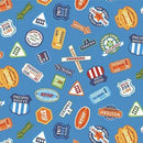 MM Whistle Stop Tour Just the Ticket CX10809-BLUE - Cotton Fabric