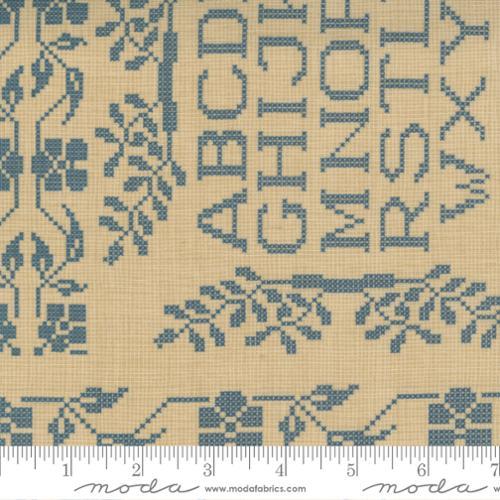 MODA Threads That Bind Panel 28002-21 Parchment Indigo - Cotton Fabric