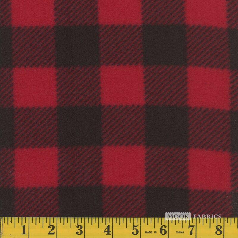 MOOK Fleece - 122958 Buffalo Plaid Stripe Red 60"  - Poly Fabric