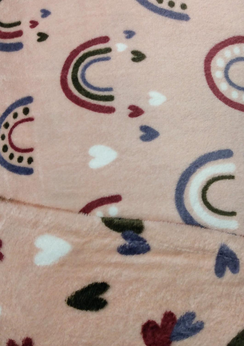 MOOK Fleece Flannel 2 Sided - 123036 Rainbow Pink - Poly Fabric