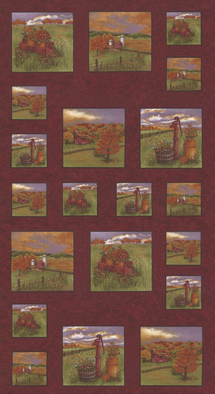 Moda Country Charm Panel, 6790-13 Rust Red - Cotton Width