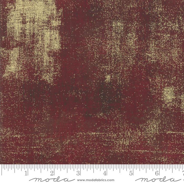 Moda Grunge Metallic Burgundy 30150-297M - Cotton Fabric