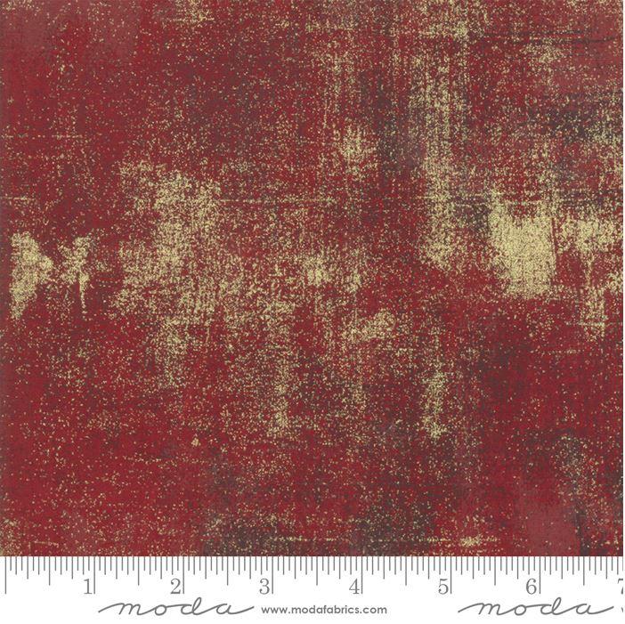 Moda Grunge Metallic Red Berry 30150-523M - Cotton Fabric