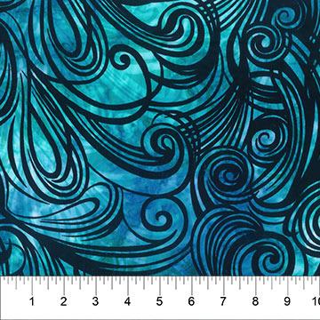 NCT Color Me Banyan Swirls Batik 80756-62 Turquoise - Cotton Fabric