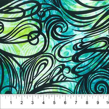NCT Color Me Banyan Swirls Batik 80756-63 Teal - Cotton Fabric