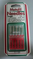 NTN Metafil Embroidery Needles 5 Count  Pack Size 80 - 11120