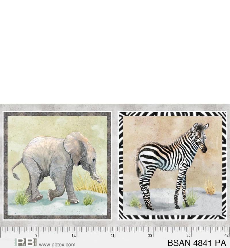 PB Baby Safari Animals Panel 4841-PA - Cotton Fabric