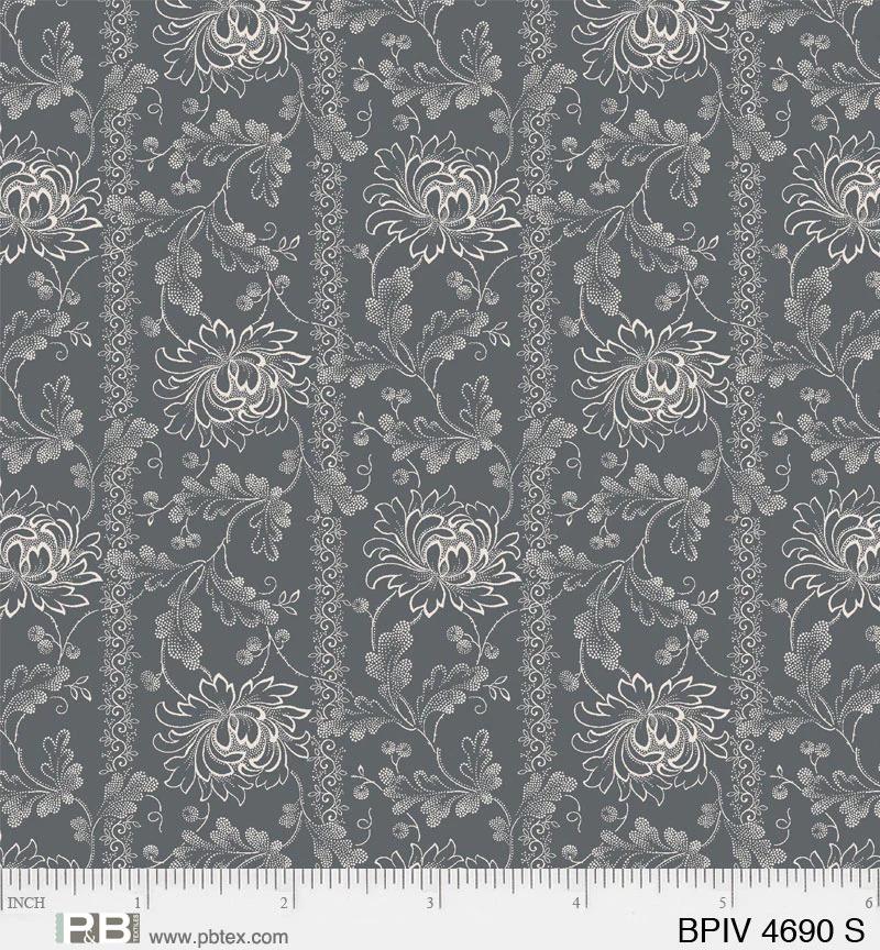 PB Belles Pivoines - 4690-S Gray - Cotton Fabric