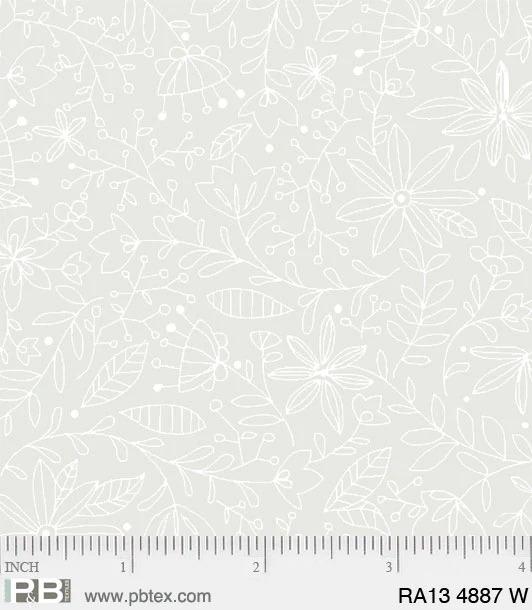 PB Ramblings 4887-W White on White - Cotton Fabric