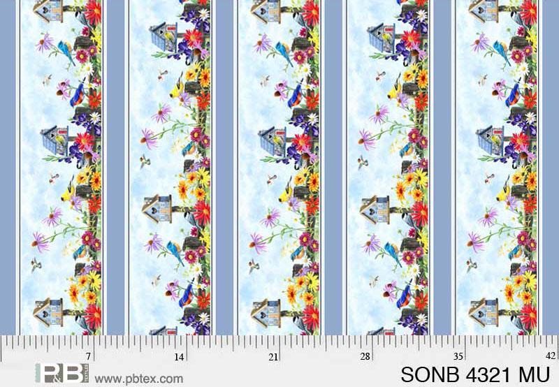 P&B Song Birds Border - 4321-MU - Cotton Fabric