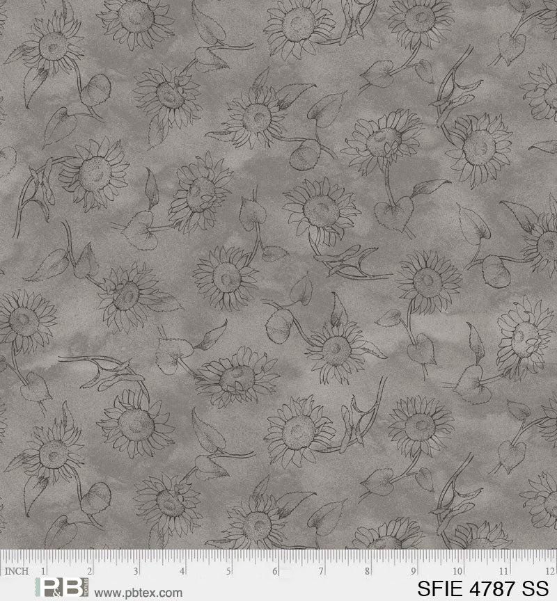 PB Sunflower Field 4787-SS Gray - Cotton Fabric