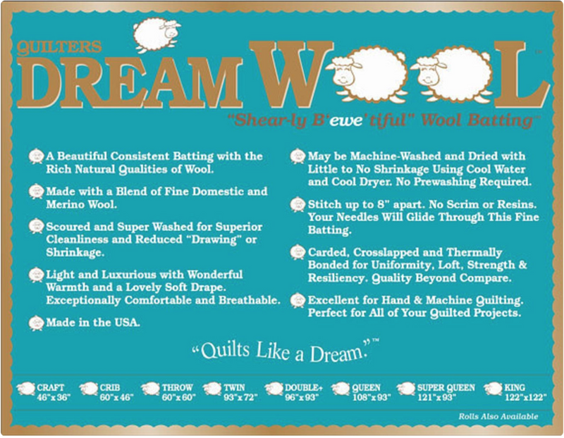 QD Quilters Dream Wool Batting WOOLQ - Queen