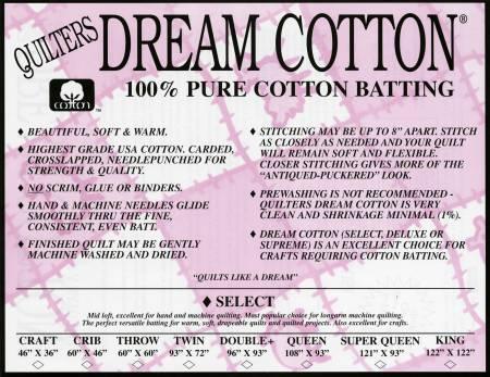 QD Select Cotton Quilt Batting Natural N4K - King