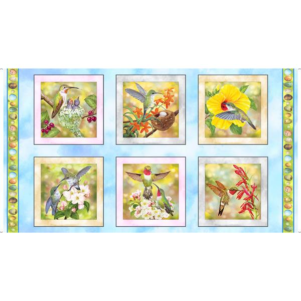 QT Hummingbird Garden Panel 28152-B Sky - Cotton Fabric