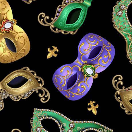 QT Mardi Gras - 28443-J Black - Cotton Fabric