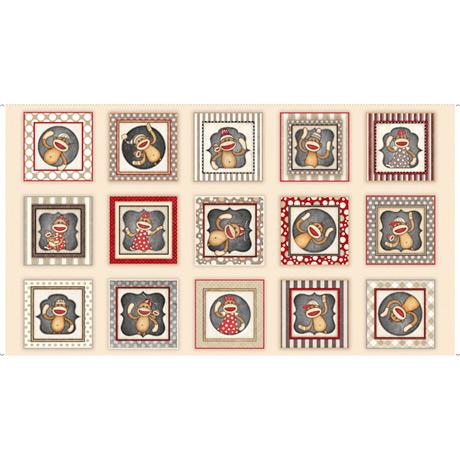 QT Monkey Biz Panel 28364-E Cream - Cotton Fabric
