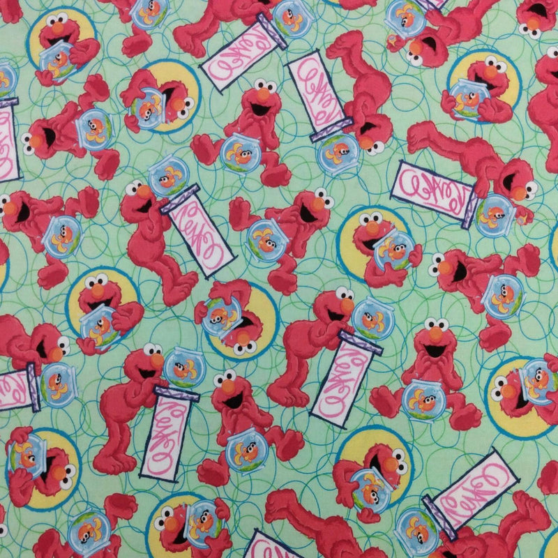 QT Sesame Street - Tossed Elmo 27913-H Green - Cotton Fabric