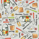 QT Who Let the Hogs Out - Garden Tools 25941-K Gray - Cotton Fabric