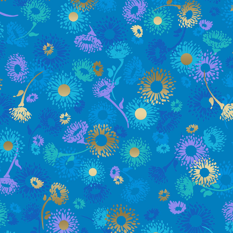 RJR Shiny Objects: Good as Gold 501-CE3 Blue - Cotton Fabric