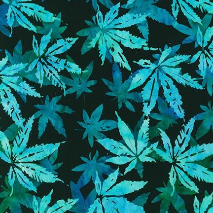 RK Artisan Batiks: Cannabis Sativa SRK-20502-70 Aqua - Cotton Fabric