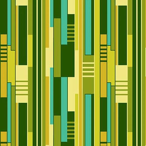 STUDIO E All Lined Up 5376-64 Green Yellow - Cotton Fabric