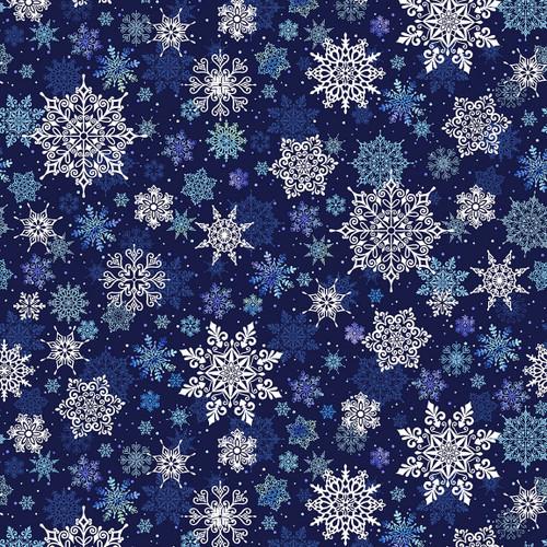 STUDIO E First Frost 108" - 6446-77 Navy - Cotton Fabric