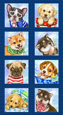 STUDIO E Trendy Pups Panel 6895P-77 Navy - Cotton Fabric