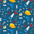 STUDIO E Under Construction 6059-76 Teal - Cotton Fabric