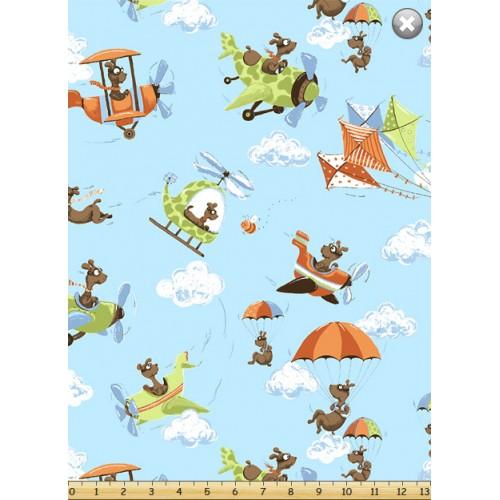 SUSYBEE Flying Dogs 730 SKY BLUE - Cotton Fabric
