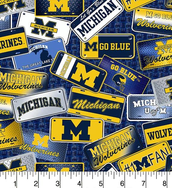 SYK NCAA Michigan License Plate - MCHG1210 - Cotton Fabric