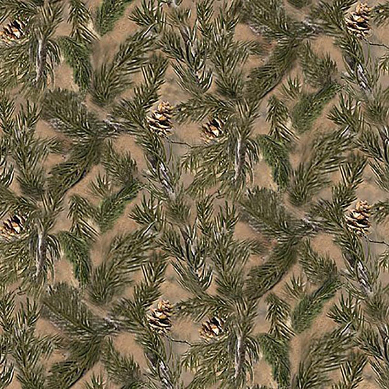 SYK Real Tree Filler Pine Needles & Cones 10163 - Cotton Fabric