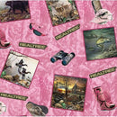SYK Real Tree Pink Wildlife Postcards 9958 - Cotton Fabric
