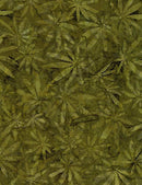 TT Cannabis Leaf B1055-OLIVE - Cotton Batik Fabric