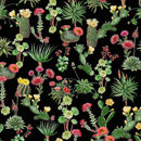 TT Desert Blooming Cactus CD1788-BLACK - Cotton Fabric