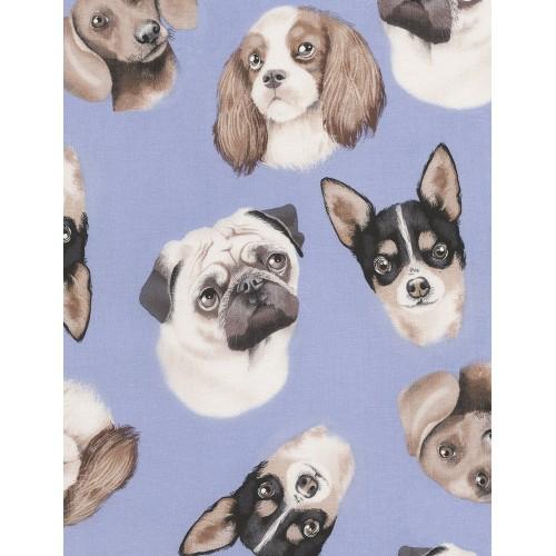 TT Dogs C5750-BLUE - Cotton Fabric