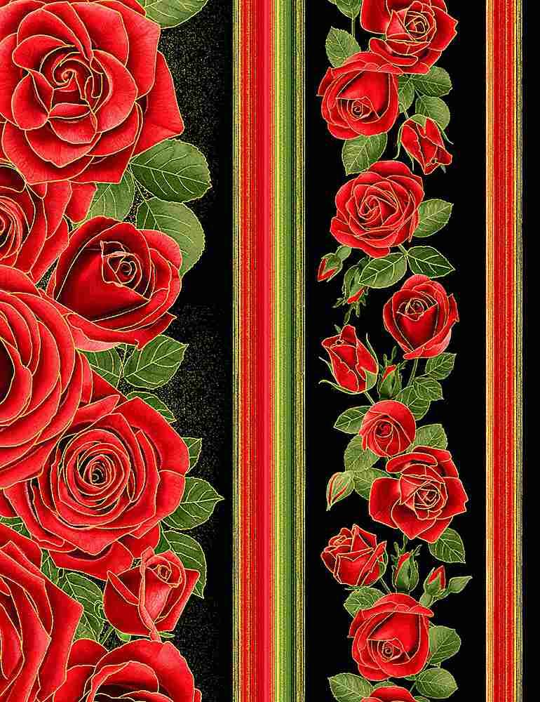 TT Gilded Rose CM1250-BLACK - Cotton Fabric