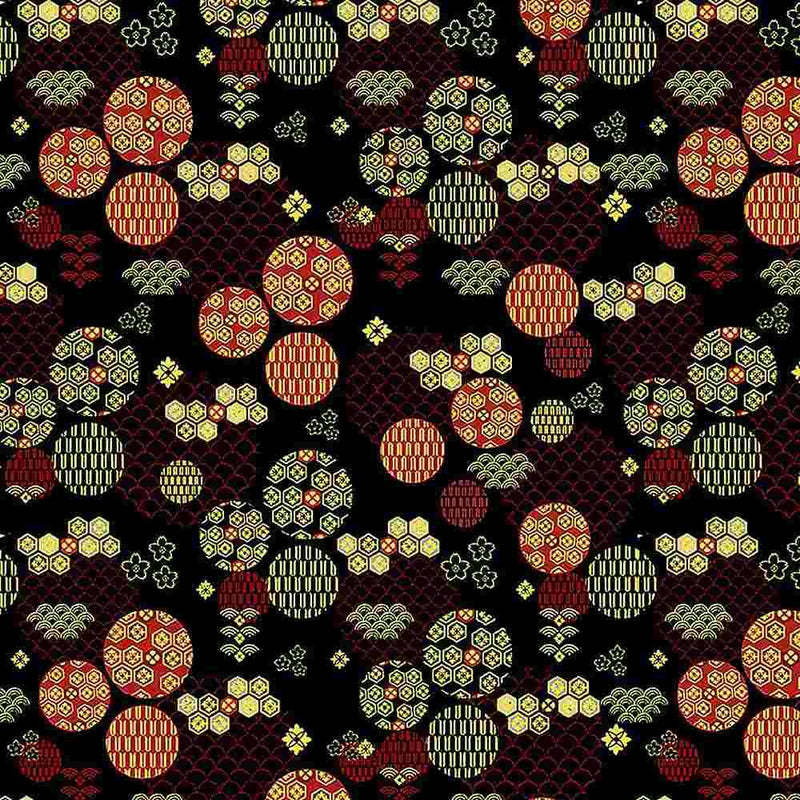 TT Kyoto Garden CM1675-BLACK - Cotton Fabric