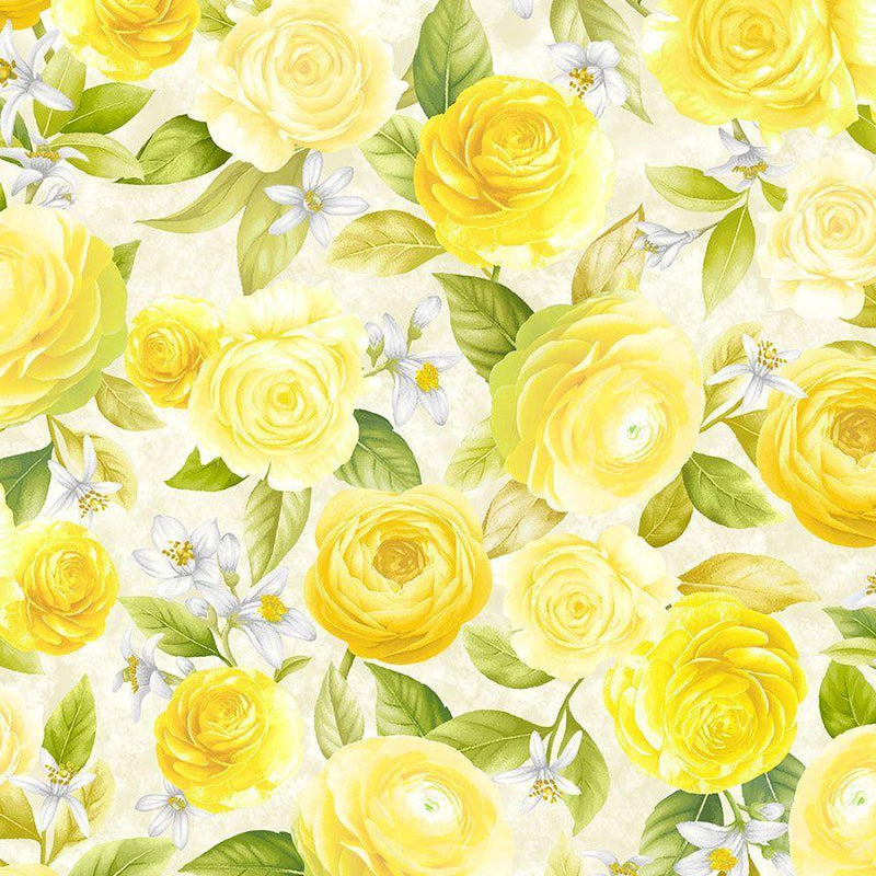 TT Lemon Bouquet Floral Bouquets - CD2456-BEIGE - Cotton Fabric