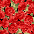 TT Medium Red Roses C7973-BLACK - Cotton Novelty Fabric