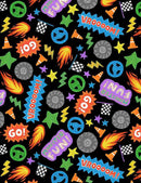 TT Monster Truck Fun Stickers CD1260-BLACK - Cotton Fabric