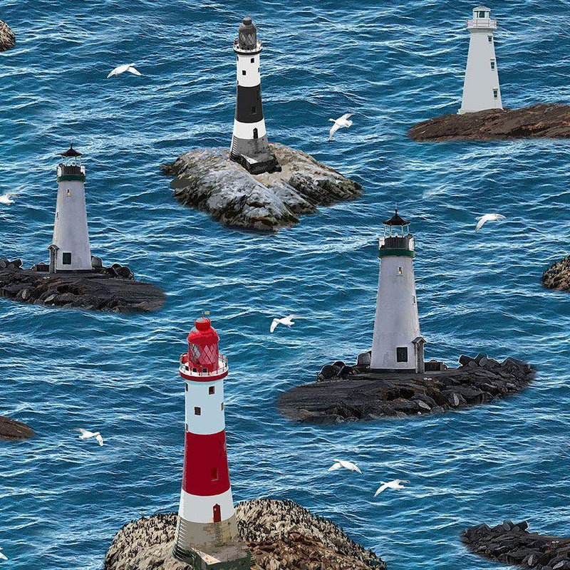 TT Nautical Lighthouse Scenic CD1796-NAUTICAL - Cotton Fabric