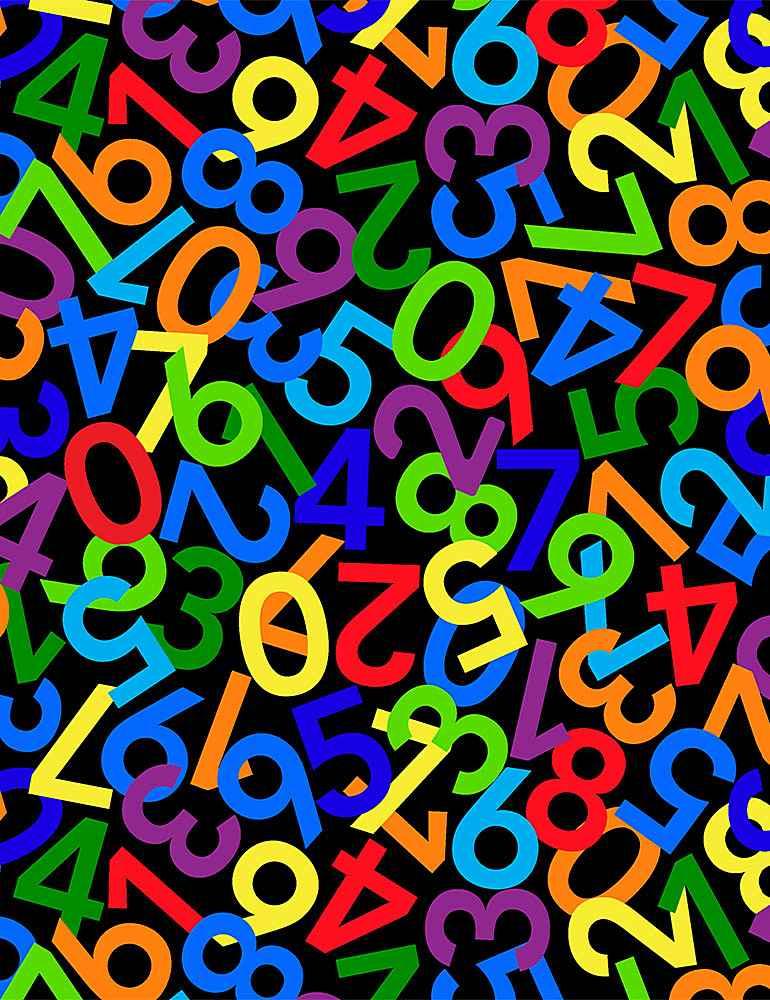 TT Number Dance - FUN-C8579 Black - Cotton Fabric