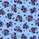 TT Pansy Paradise CD1894-BLUE - Cotton Fabric