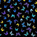 TT Pansy Paradise CD1895-BLACK - Cotton Fabric
