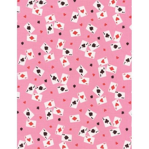 TT Playing Cards  ALICE-C4468-PINK - Cotton Fabric