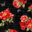 TT Red Roses C7972-BLACK - Cotton Novelty Fabric