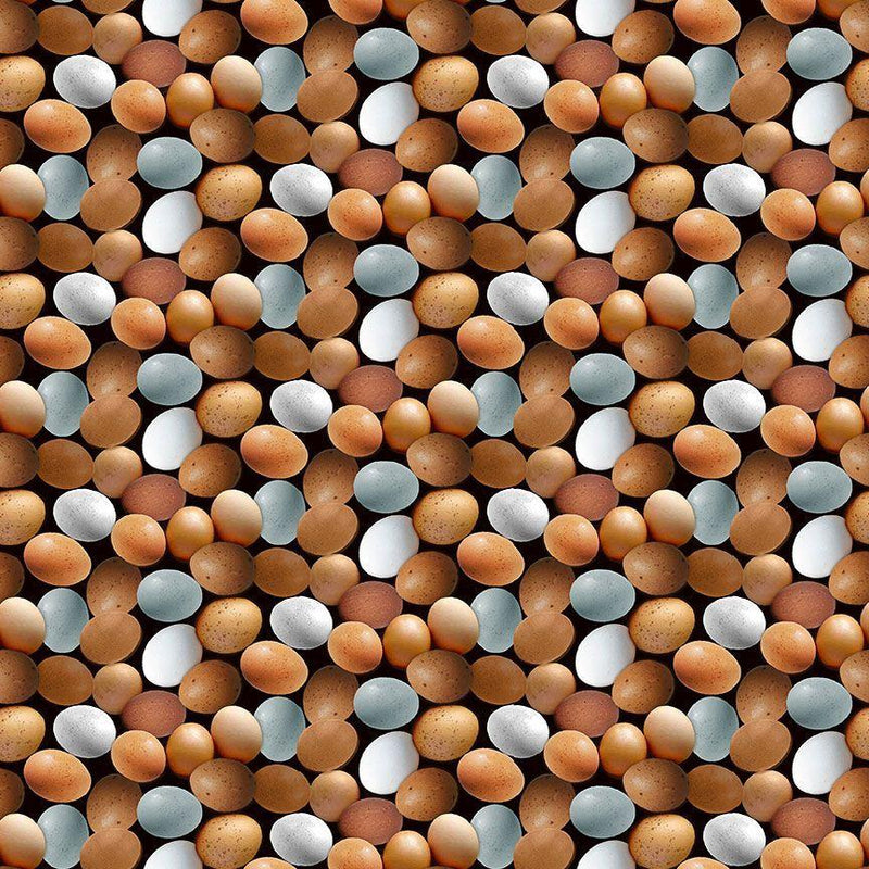 TT Spring Chicken Eggs - CD2744-BLACK - Cotton Fabric
