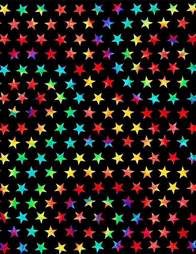 TT Tie Dye Groovy Stars - STAR-C8713 Black - Cotton Fabric